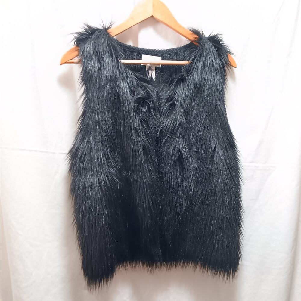 Max‎ Studio Specialty Products Women's Medium faux Fur Vest black M.S.S.P.